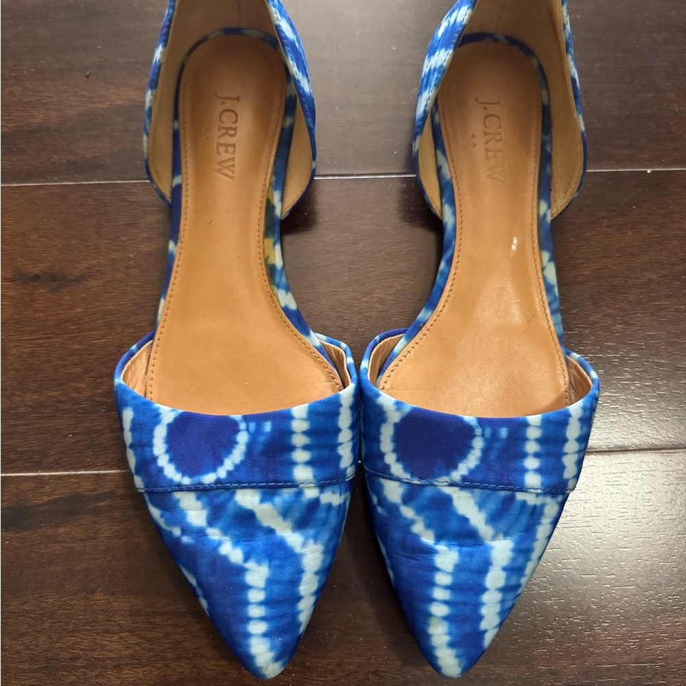 J Crew Tie Dye D'orsay Flats Blue Shoes Size 7.5